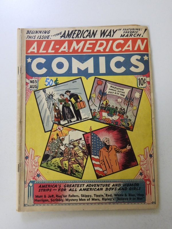All-American Comics #5 (1939) VG- condition price written on front cover