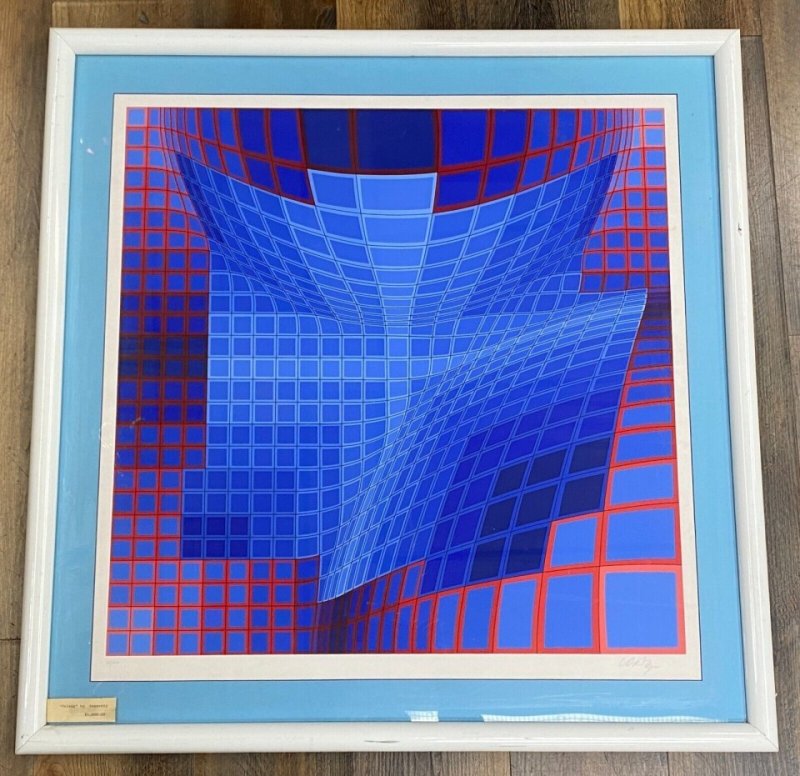 Galaxy by Victor Vasarely Original Art 10/250 (1979) 38x37 Framed Signed