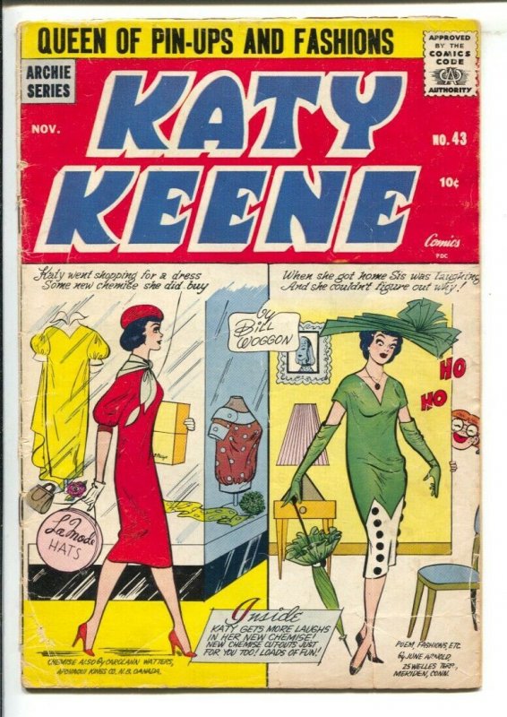 Katy Keene #43 1958-Archie-paper dolls-fashions-Bill Woggon-pin-upstyle art-G