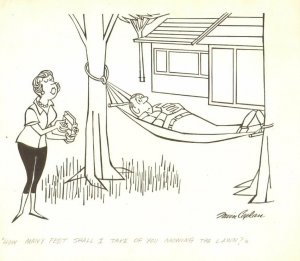 Lay by Husband Gag - Saturday Evening Post art by Irwin Caplan