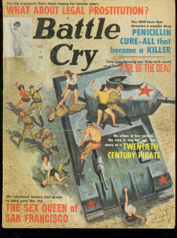 BATTLE CRY OCT 1963-PIRATES-WOMEN VS. COMMIE TANK COVER VG/FN