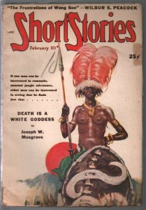 Short Stories 1/10/1949-Jungle menace cover-Benton Clark-pulp thrills-VG