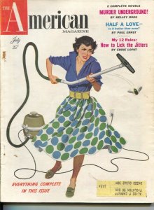 American Magazine 7/1954-vacuum vs bug cover-Kelly Roos pulp fiction-classic ...