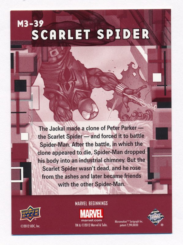 Upper Deck 2012 Marvel Beginnings III Micromotion Card #39 Scarlet Spider NM/MT