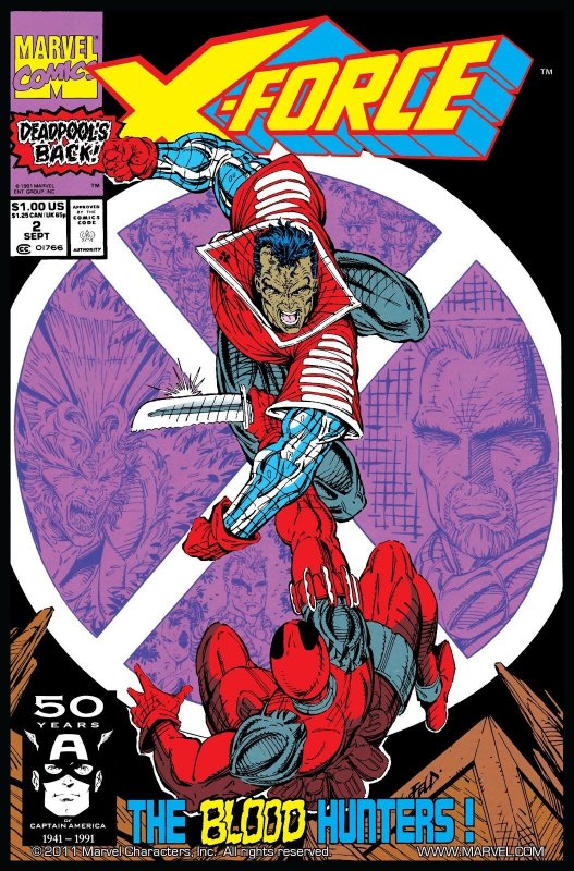 X-FORCE #02 (1991) ROB LIEFELD | DIRECT EDITION | 1ST WEAPON X | 2ND DEADPOOL