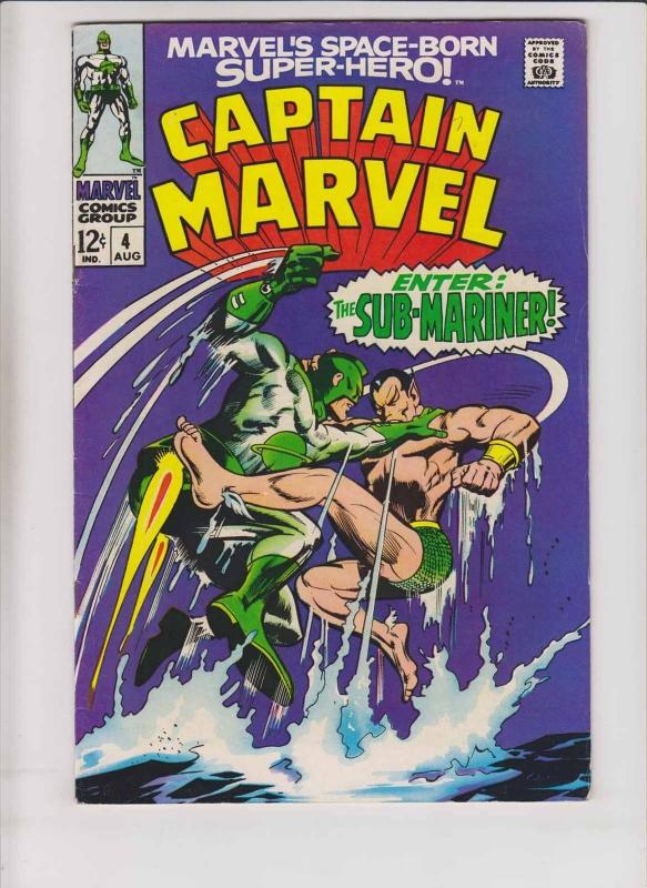 Captain Marvel [1968 Marvel] #4 FN+ roy thomas  gene colan namor the sub-mariner