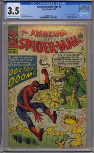 AMAZING SPIDER-MAN #5 CGC 3.5 1ST DOCTOR DOOM CROSSOVER