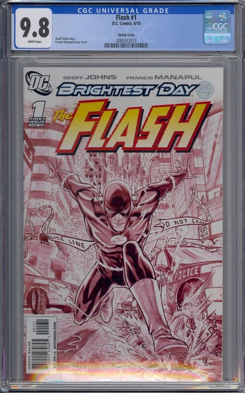 FLASH #1 CGC 9.8 HTF FRANCIS MANAPUL SKETCH VARIANT COVER 