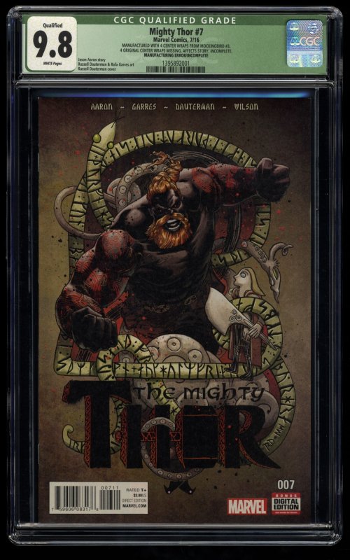 Mighty Thor (2016) #7 CGC NM/M 9.8 One of a Kind Manufacturing Error!!!