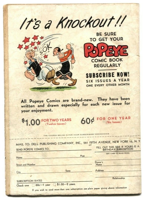 Popeye #6 1949- Dell Golden Age- Sagendorf G