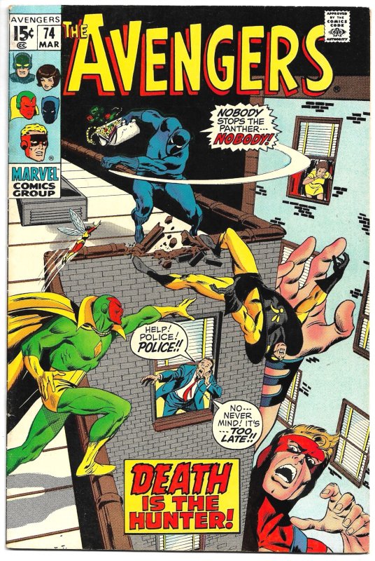THE AVENGERS #74(Mar1970) 6.5 FN+ Roy Thomas! John Buscema! Rogue BLACK PANTHER!