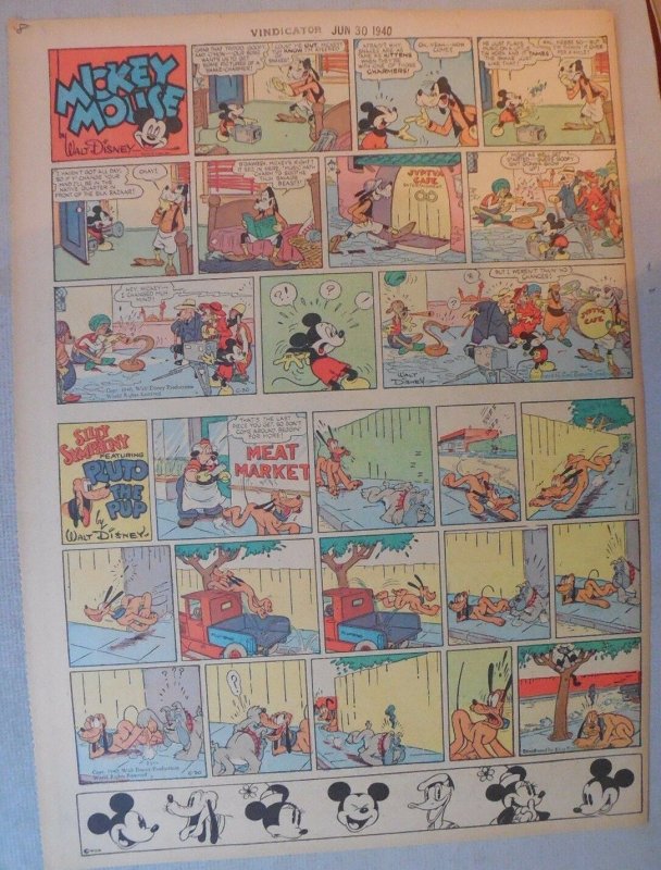 Mickey Mouse Sunday Page by Walt Disney from 6/30/1940 Tabloid Page Size 