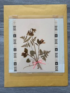 HAPPY FATHERS DAY Brown Flowers w/ Pink Ribbon 7.5x7.5 Greeting Card Art 20051