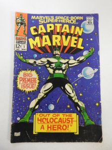 Captain Marvel #1 (1968) VG- Condition 2 centerfold wraps detached bottom staple