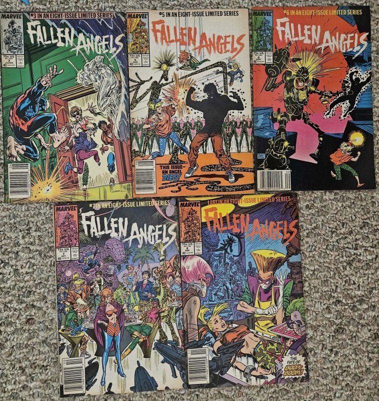 Lot of 5 Fallen Angels Comic Books (Marvel, 1987) Newsstand