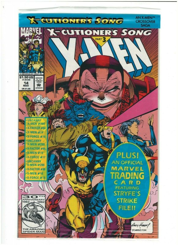 X-Men #14 NM- 9.2 Marvel Comics 1992 X-Cutioner's Song pt3 Sealed w/ Card