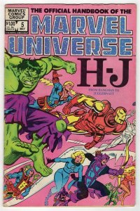 Official Handbook of Marvel Universe #5 ORIGINAL Vintage 1986 Marvel Comics