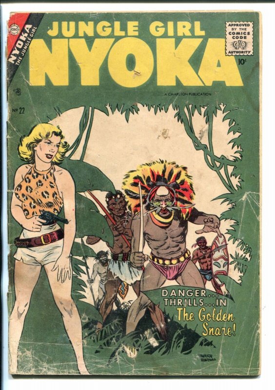 NYOKA #22-1957-CHARLTON-MAURICE WHITMAN COVER-JUNGLE GIRL-pr/fr