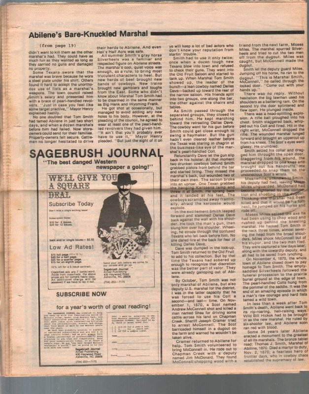 -Sagebrush Journal #6 9/1987-Ernest Tubb-Western Comics-collector info-VG