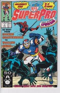 NFL Superpro #1 (Oct 1991) VF 8.0, white paper. Spider-Man guest stars!