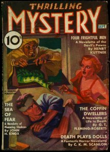 Thrilling Mystery Pulp September 1937- Weird Menace snake torture- John Knox VG