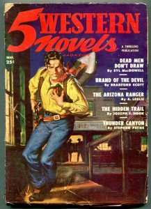 5 Western Novels Pulp March 1950- Brand of the Devil VG