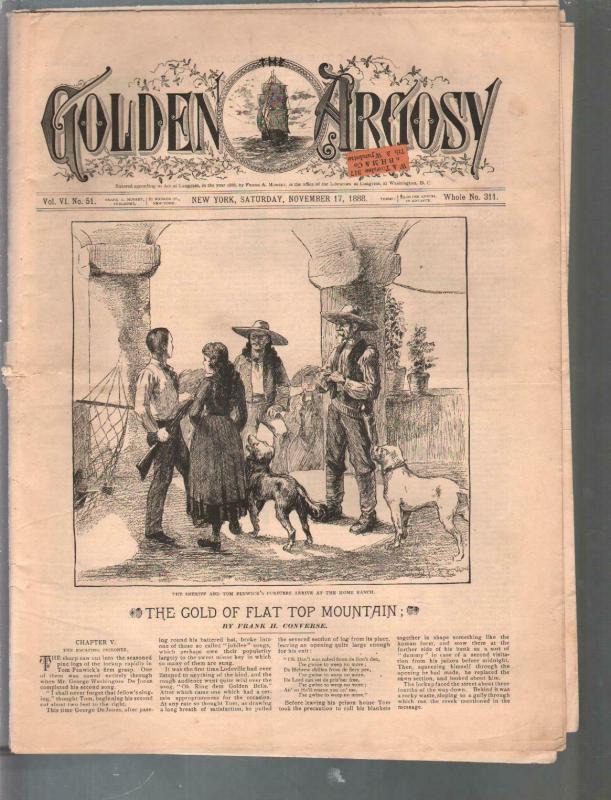 Golden Argosy #311 11/17/1888-Munsey-Argosy precursor-Frank H Converse-G/VG