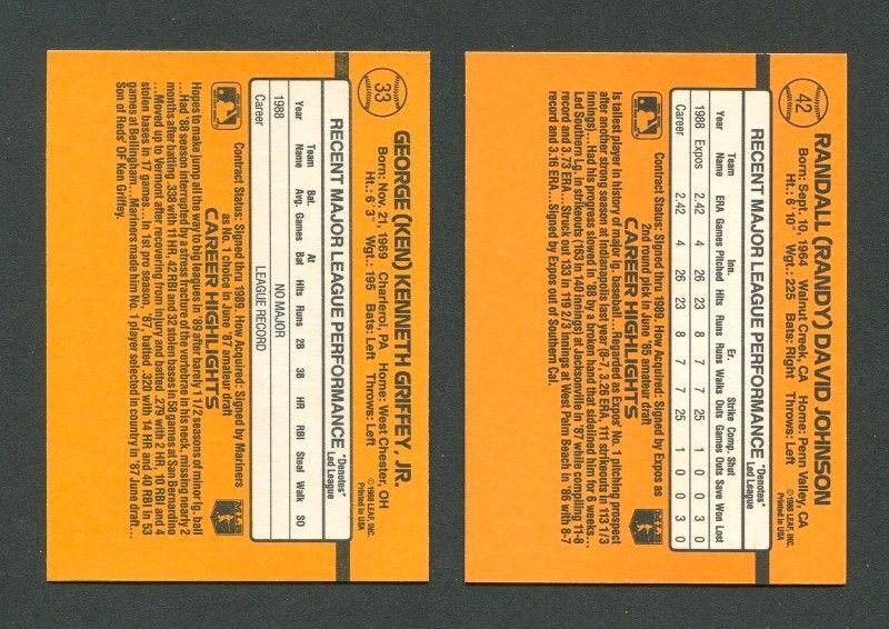 1989 Donruss Baseball Card Set(660) Ken Griffey Jr Rookie MINT