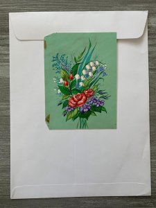 MOTHERS DAY Bellflowers and Red Roses 45x6.5 Greeting Card Art MD7504