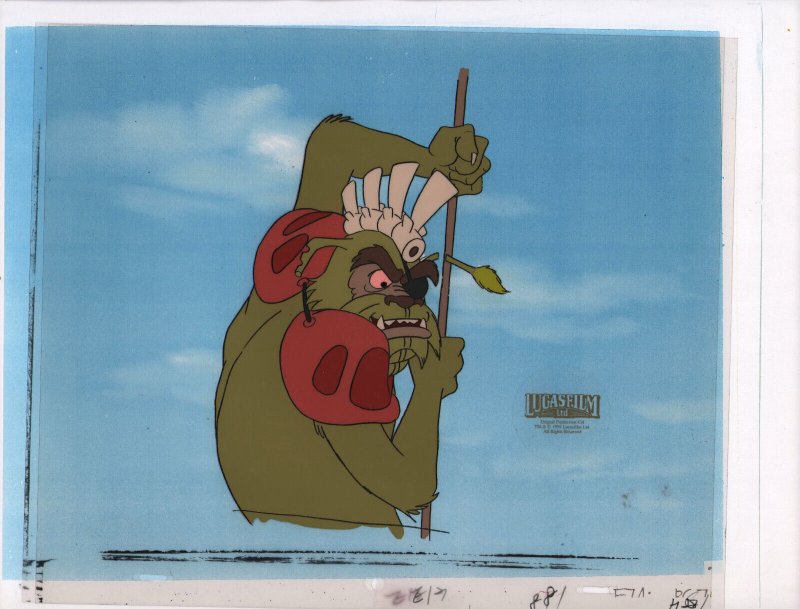 Star Wars: Ewoks Animation Cell Over Xeroxed Background - King Gorneesh