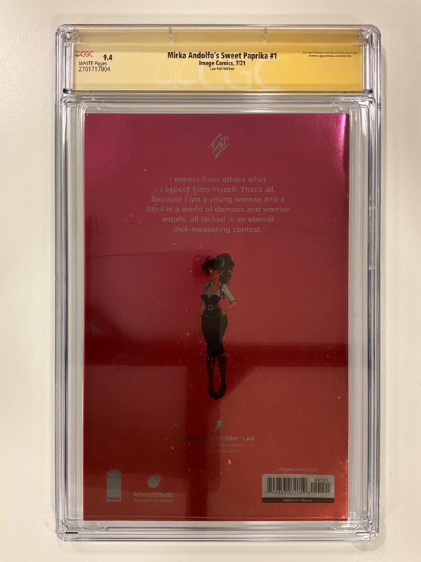 Mirka Andolfo's Sweet Paprika #1 (2021) Signed by Artgerm CGCSS9.8