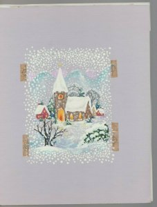 CHURCH IN SNOW STORM 8x10 #364 Christmas Greeting Card Art