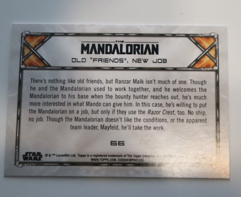 2020 Star Wars The Mandalorian Season 1 #66 Old Friends New Job