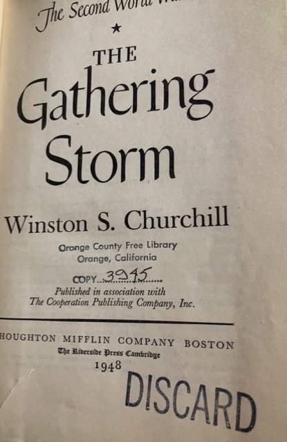 The gathering storm, Churchill, 1948,Ex-library