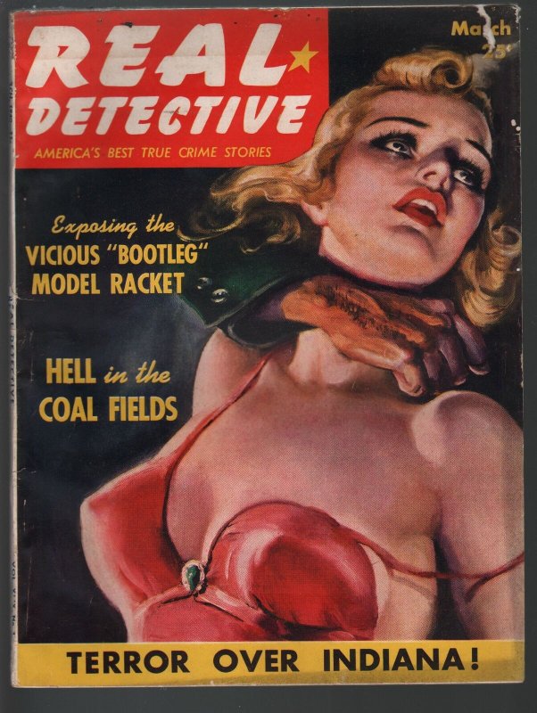 Real Detective3/1940-violent pulp crime-strangulation-VG 