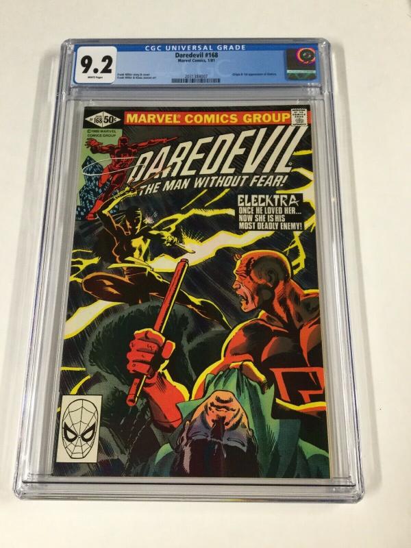 Daredevil 168 Cgc 9.2 White Pages Marvel 1st Elektra