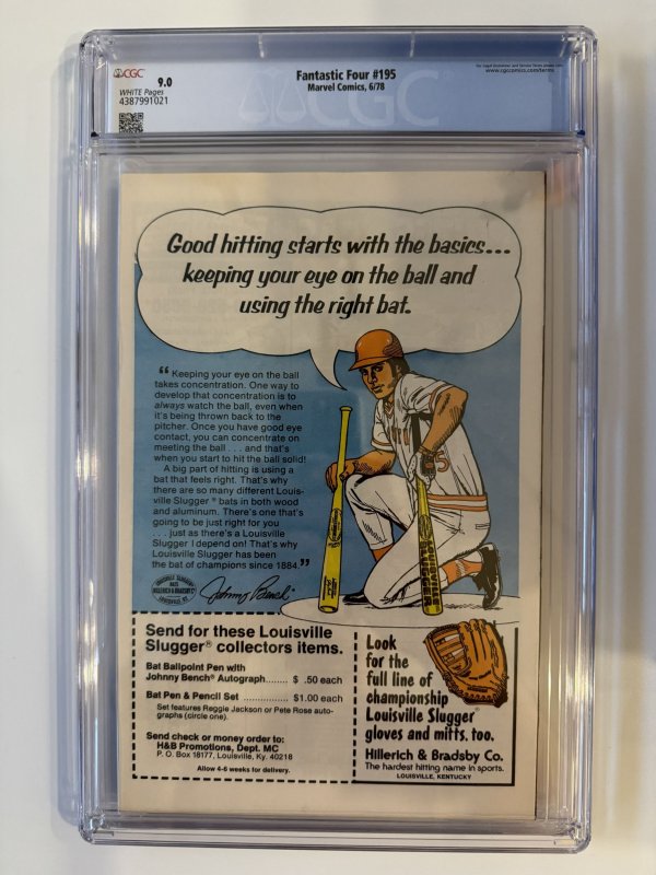 Fantastic Four # 195 CGC  9.0 Newsstand - 1st App. Rampaging Retrievers (1978)