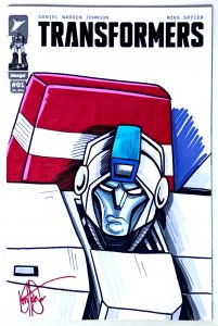 TRANSFORMERS #1 (2023) BLANK VARIANT REMARKED & SIGNED KEN HAESER W/COA NM.