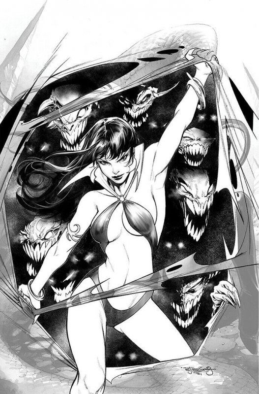 VENGEANCE OF VAMPIRELLA #19 1:15 SEGOVIA B&W VIRGIN FOC VARIANT 