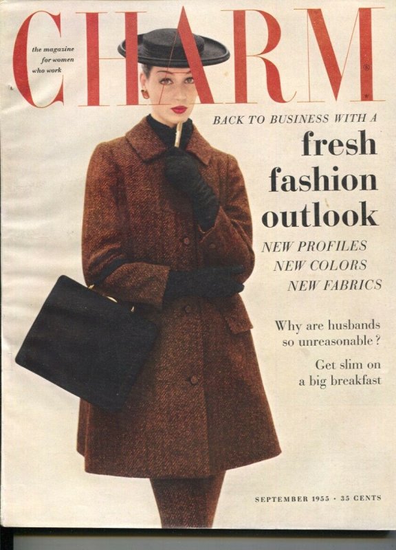 Charm 9/1955-magazine for women who work-fashions, trends-make-up-FN