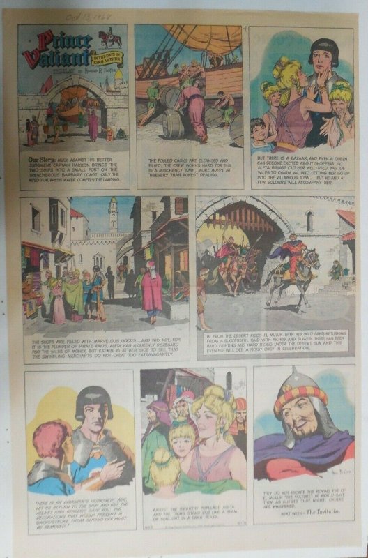 Prince Valiant Sunday #1653 by Hal Foster from 10/13/1968 Rare Full Page Size !