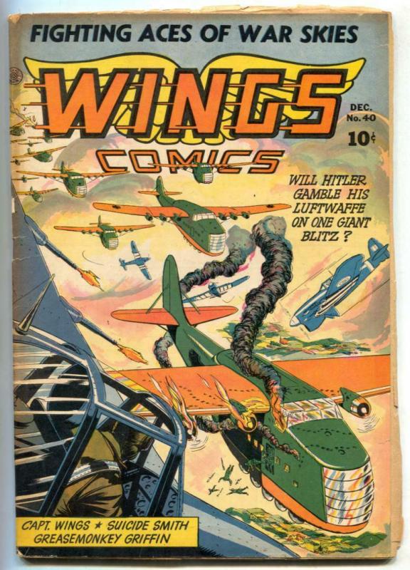 Wings #40 1943- Fiction House- Good Girl art VG- 