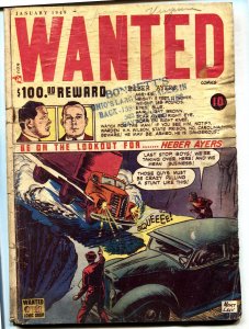 Wanted #17 comic book -horror story-Violent Pre-code crime 1949