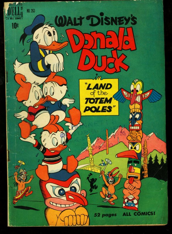 DONALD DUCK-FOUR COLOR #263-TOTEM POLE COVER-1950 VG 