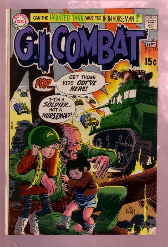 G.I. COMBAT #143 1970- THE HAUNTED TANK-JOE KUBERT ART FN