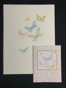 NOTE CARD Watercolor Butterflies 7.5x10 Greeting Card Art #4037 w/ 1 Card