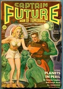 Captain Future Pulp Fall 1942- Good Girl art Belarski cover- Edmond Hamilton FN-