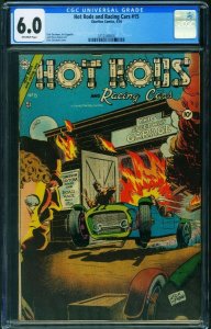 HOT RODS & RACING CARS #15 CGC 6.0-1954-Flaming Race Car cover! 3712149016