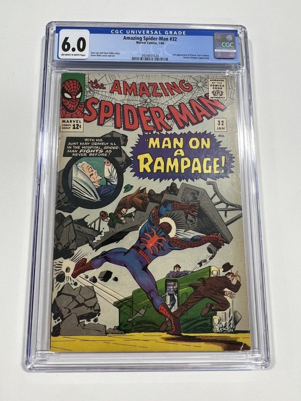 AMAZING SPIDER-MAN 32 CGC 6.0 OW/W PAGES MARVEL 1966