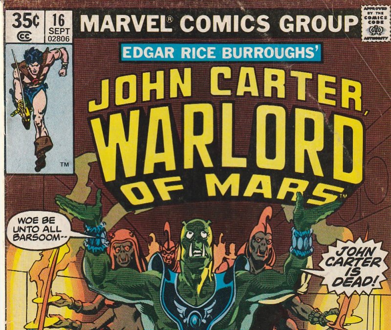 John Carter Warlord of Mars(Marvel) # 16, 20, 27, 28